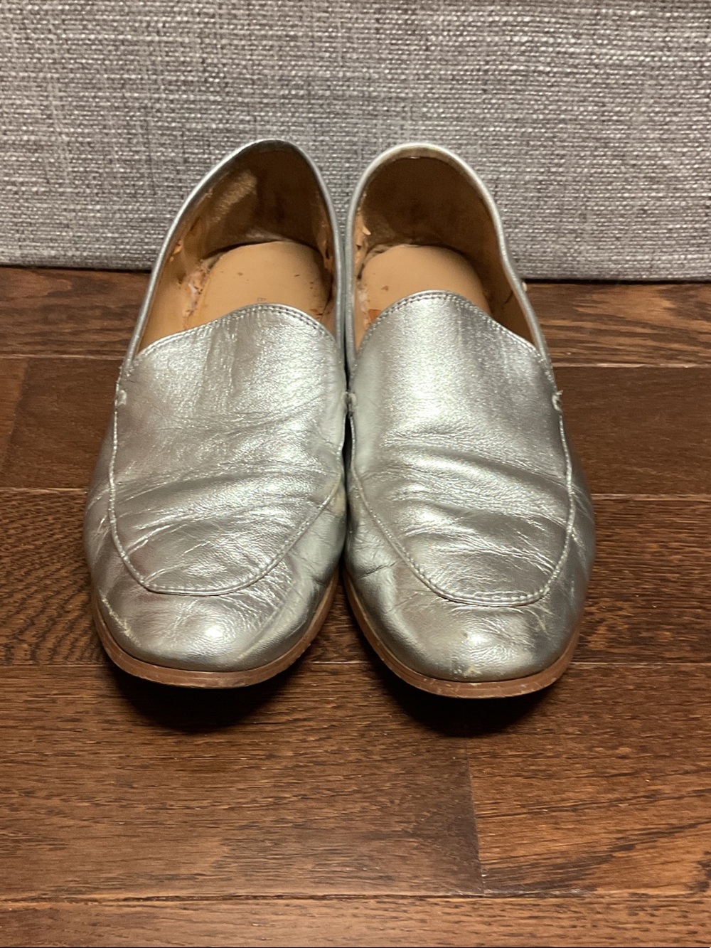 Banana Republic Metallic Silver Leather Slip-On Loafers